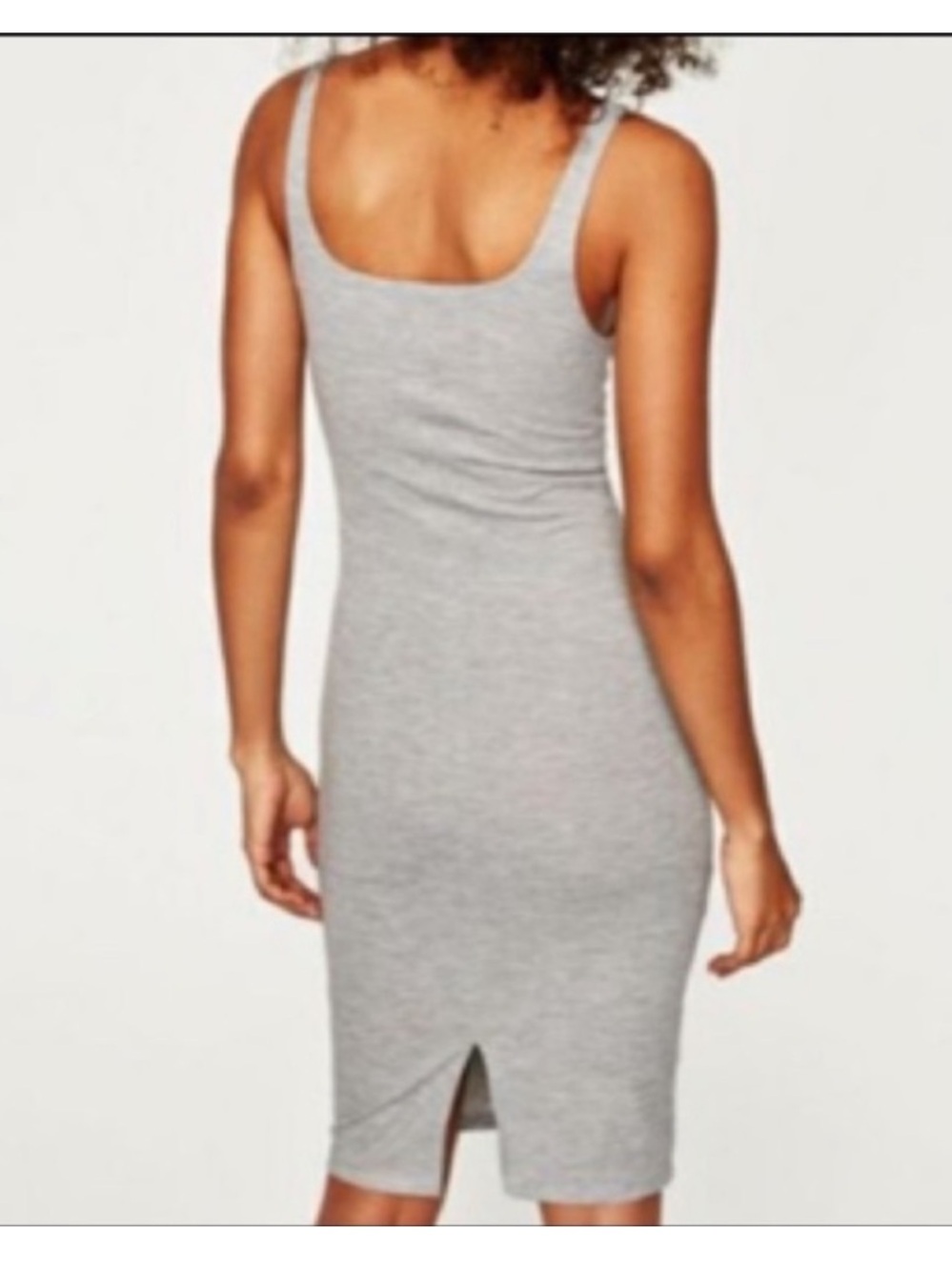 Zara Light Gray Ribbed Bodycon Midi Dress - Picture 8 of 10